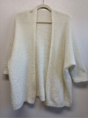 Cozy Open-Front Cream Knit Women's Sweater Cardigan